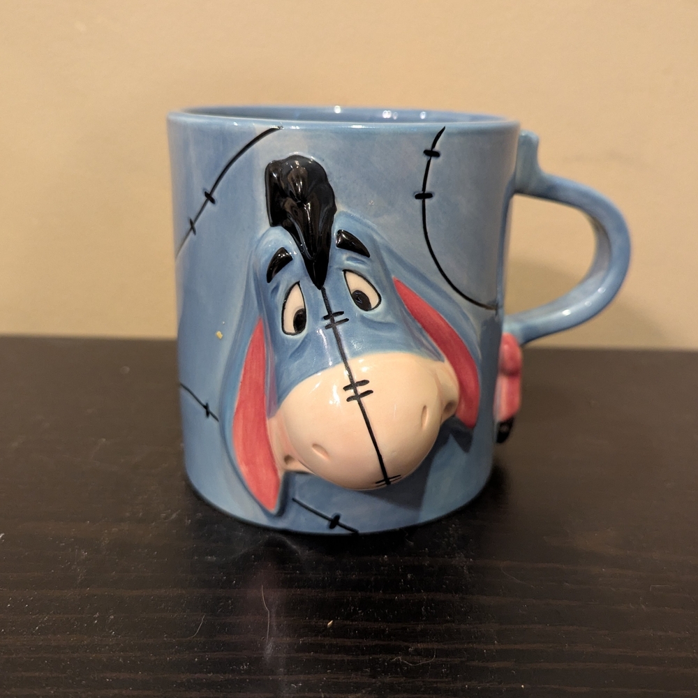 Disney Store Winnie the Pooh Eeyore 18oz Stitch Tail Ceramic Coffee Mug